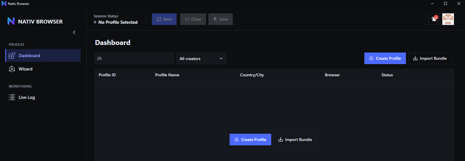 Интерфейс Nativ Browser